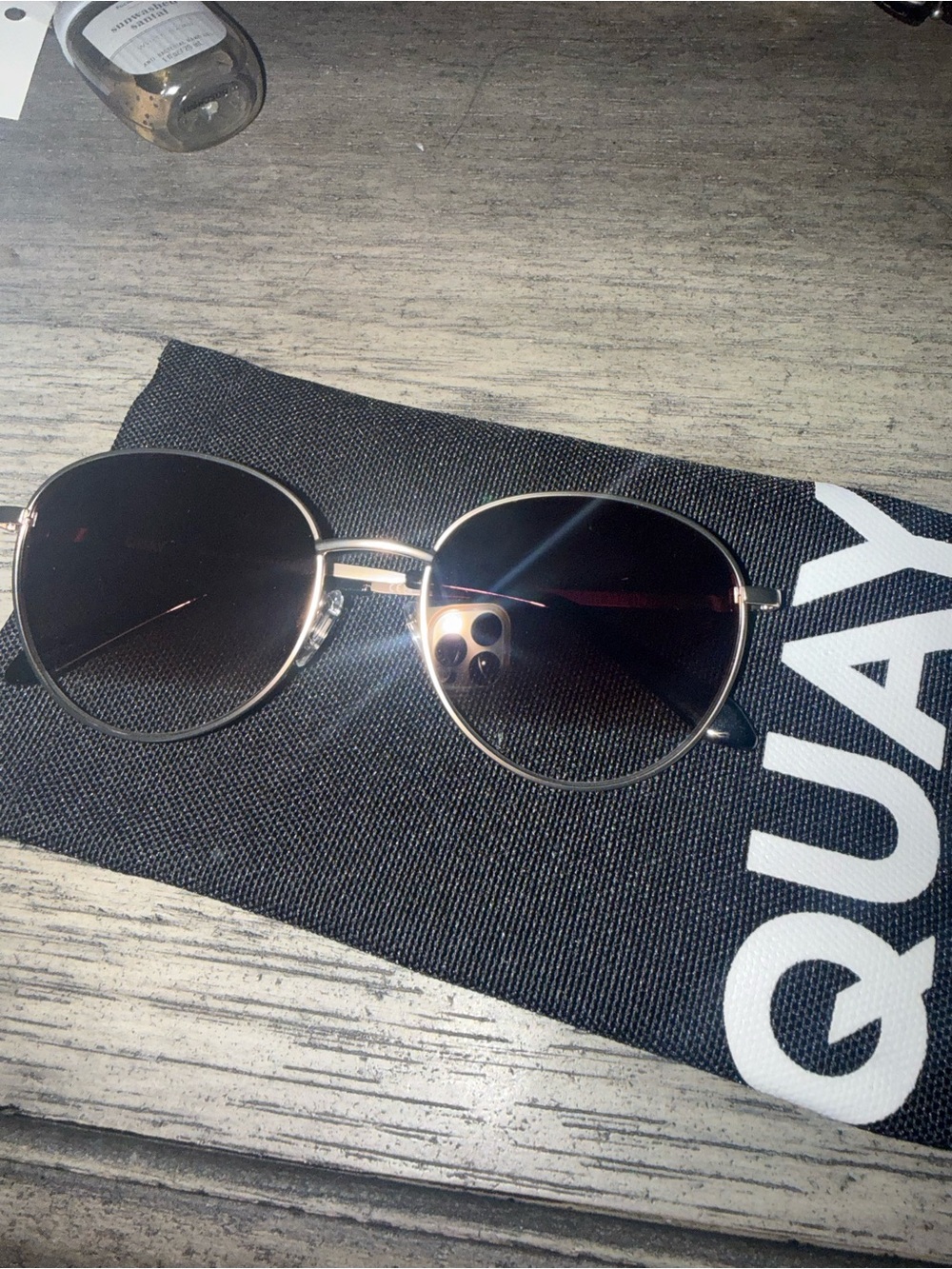 Quay Australia Gold Frame Sunglasses with Black Lenses